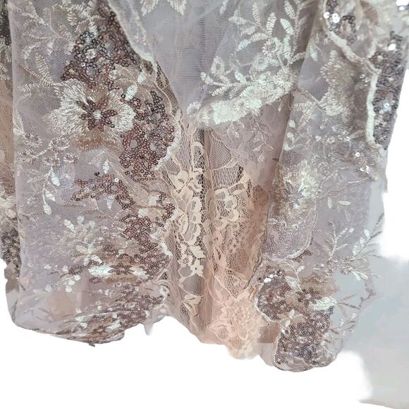 MAC DUGGAL 67842 Taupe Beaded Embroidered Lace Bell Sleeve Gown Womens (12) $698 - Picture 10 of 16